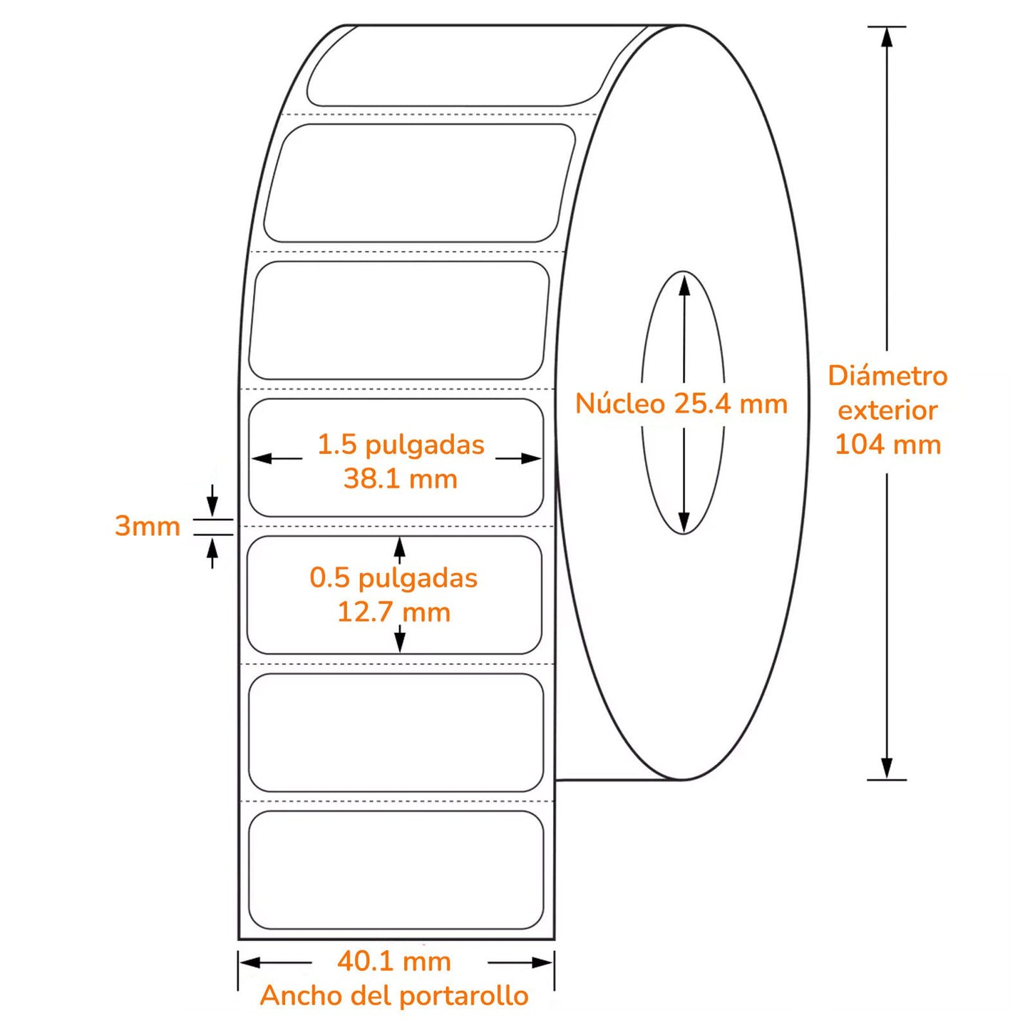 Etiquetas Térmicas 1.5 x 0.5 pulgadas (rollo con 4000)