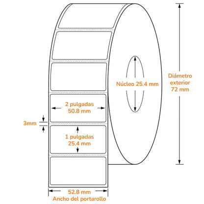 Etiquetas Térmicas 2 × 1 pulgadas (rollo con 1000)