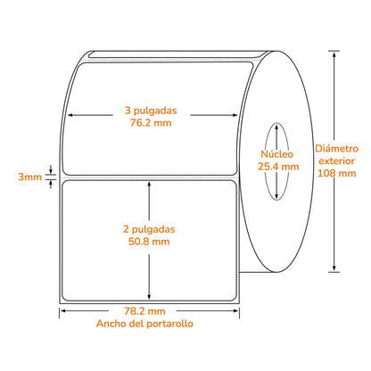 Etiquetas Térmicas 3 × 2 pulgadas (rollo con 1500)