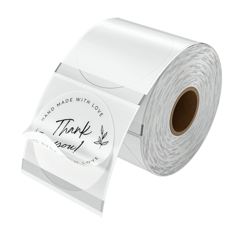 Etiquetas Térmicas Directas Circulares 2 × 2 pulgadas Transparentes (rollo con 400)
