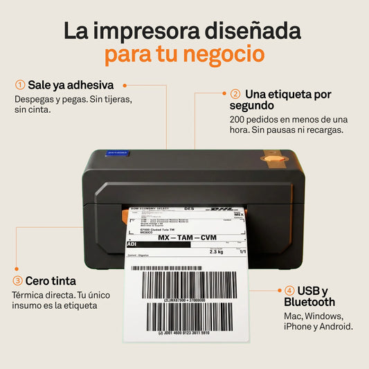 Zendio® Impresora Térmica de Etiquetas Z-474BT