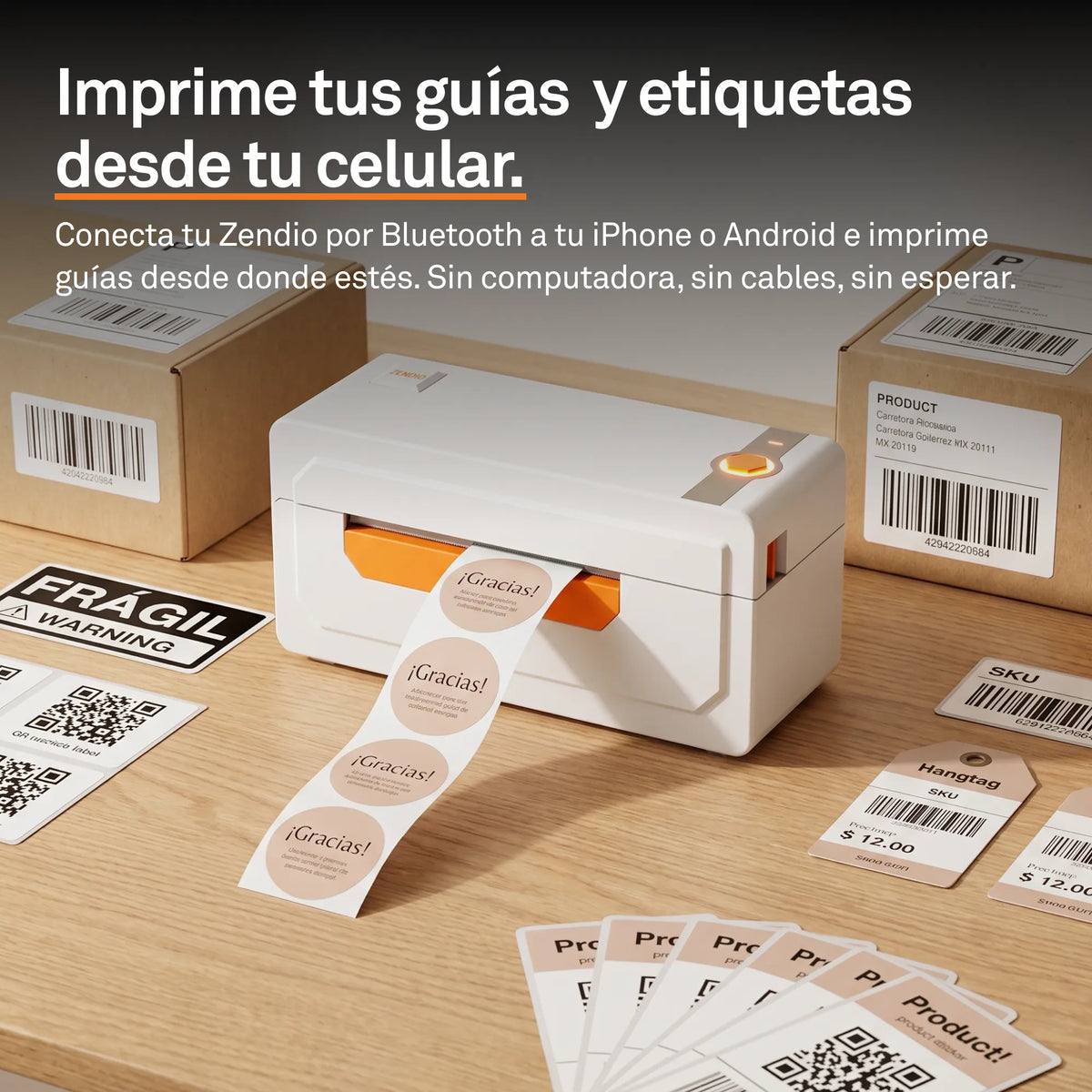 Zendio® Impresora Térmica de Etiquetas Z-474BT